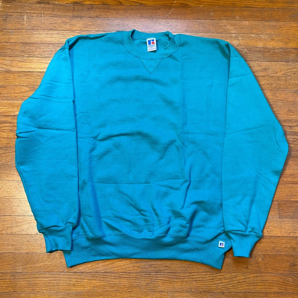 Vintage 90s Russell Athletic Sweatshirt Mens XL Teal Green Crewneck Made in USA